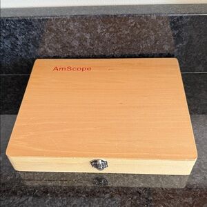 AmScope 99pc Prepared Glass Microscope Slides in Wood Case Set A Slide Plates